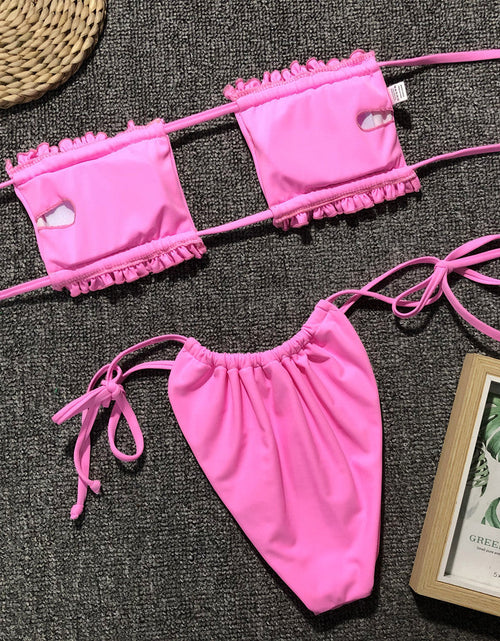 Load image into Gallery viewer, Frill Trim Ruched Bikini Set

