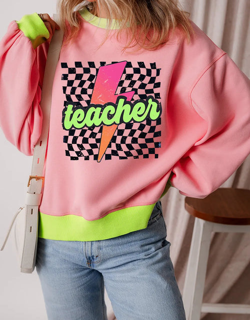 Load image into Gallery viewer, Graphic Round Neck Long Sleeve Sweatshirt

