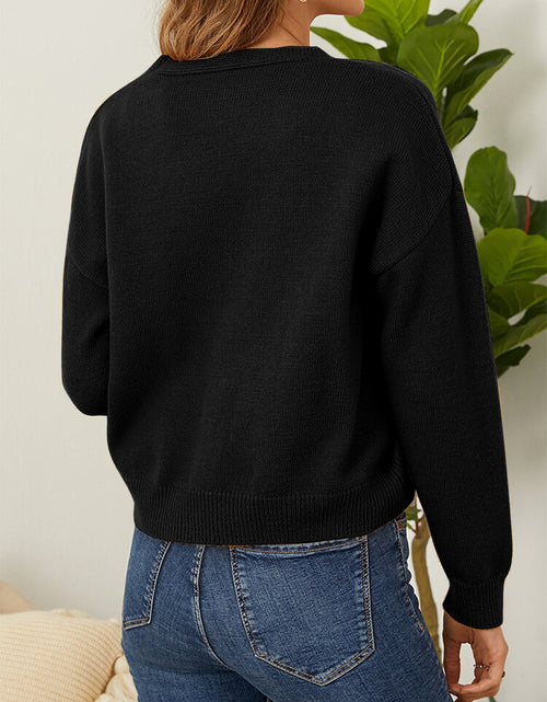 Load image into Gallery viewer, Flower Button Front Dropped Shoulder Cardigan
