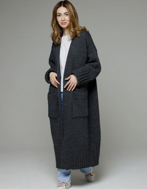 Load image into Gallery viewer, Pocketed Open Front Dropped Shoulder Cardigan
