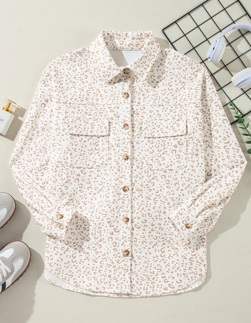 Load image into Gallery viewer, Leopard Collared Neck Dropped Shoulder Jacket
