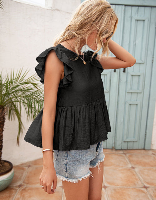 Load image into Gallery viewer, Ivy Lane Lace Detail Round Neck Peplum T-Shirt
