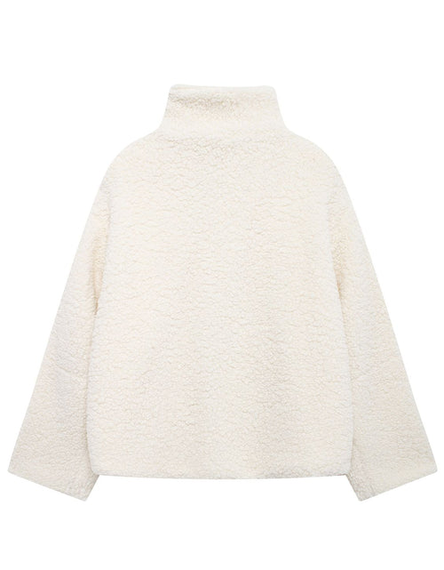 Load image into Gallery viewer, Zip Up Turtleneck Long Sleeve Plush Jacket
