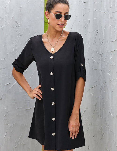Load image into Gallery viewer, Buttoned V-Neck Dress
