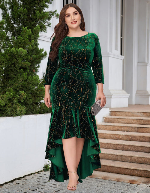 Load image into Gallery viewer, Plus Size Ruffle Hem High-Low Dress

