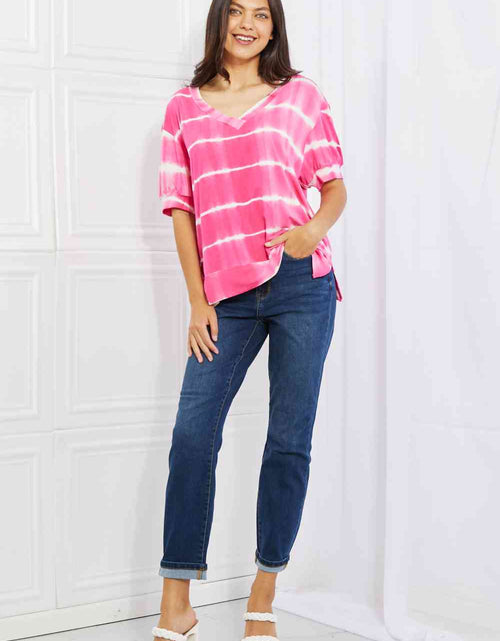 Load image into Gallery viewer, Yelete Full Size Oversized Fit V-Neck Striped Top
