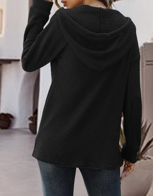 Load image into Gallery viewer, Half Button Up Drawstring Hoodie
