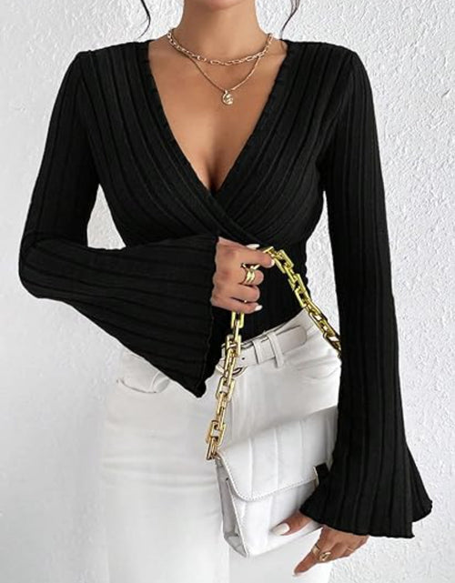 Load image into Gallery viewer, Ribbed Flare Sleeve Top
