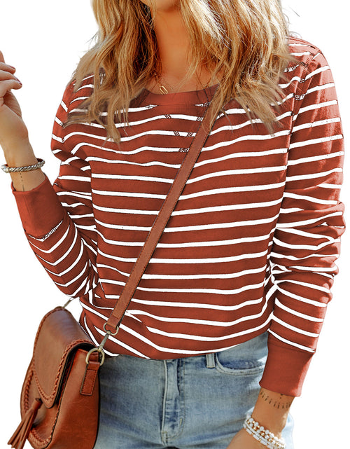 Load image into Gallery viewer, Striped Long Sleeve Round Neck Top
