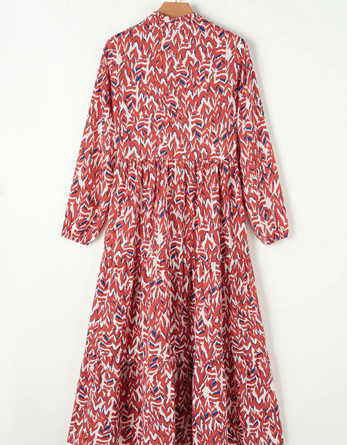 Load image into Gallery viewer, Printed Notched Long Sleeve Dress
