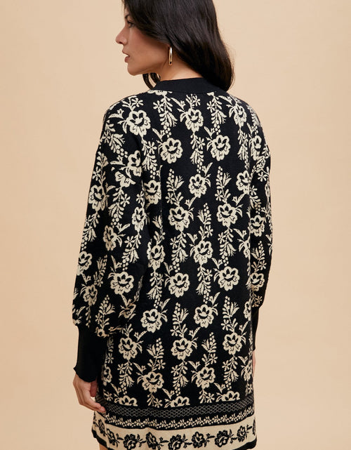 Load image into Gallery viewer, Annie Wear Floral Jacquard Round Neck Sweater Dress
