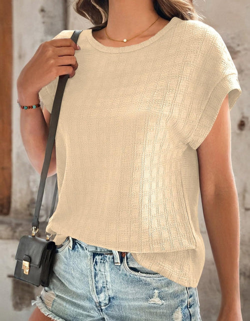 Load image into Gallery viewer, Textured Round Neck Short Sleeve Top
