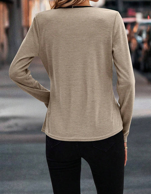 Load image into Gallery viewer, Full Size Crisscross Contrast Trim Long Sleeve T-Shirt

