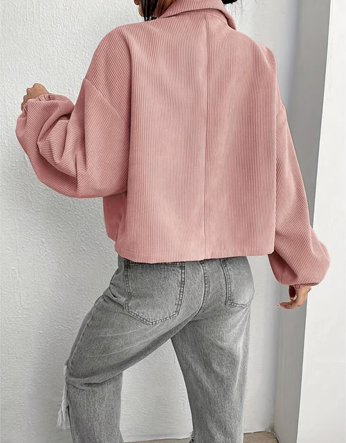 Load image into Gallery viewer, Collared Neck Dropped Shoulder Jacket
