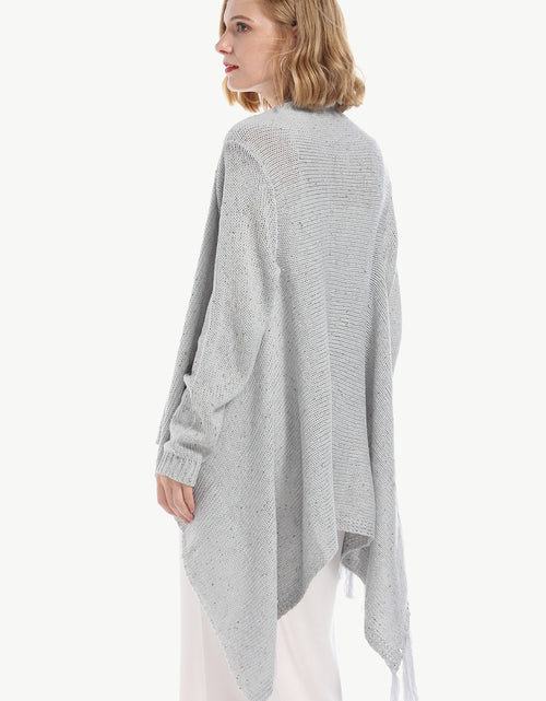 Load image into Gallery viewer, Angel Wings One-Button Tassel Tie Asymmetrical Hem Cardigan
