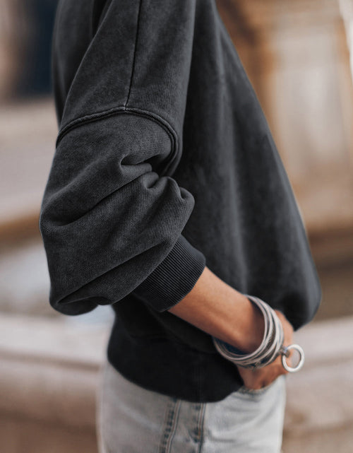 Load image into Gallery viewer, Mock Neck Dropped Shoulder Sweatshirt
