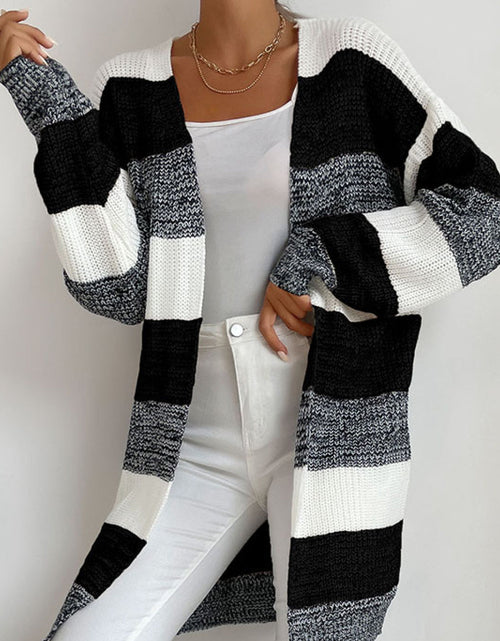 Load image into Gallery viewer, Perfee Striped Long Sleeve Duster Cardigan
