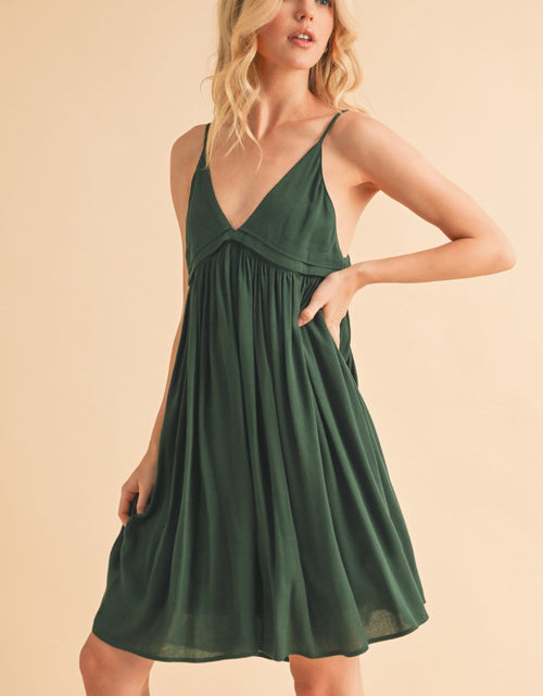 Load image into Gallery viewer, Aemi + Co Ruched Plunge Mini Cami Dress
