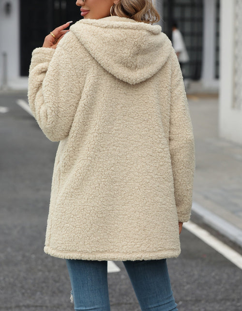 Load image into Gallery viewer, Fuzzy Zip Up Long Sleeve Hooded Jacket

