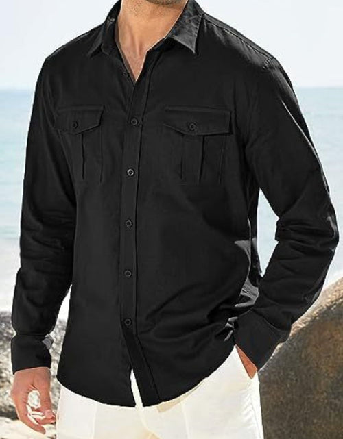 Load image into Gallery viewer, Men's Plus Size Button Down Collared Neck Long Sleeve Shirt
