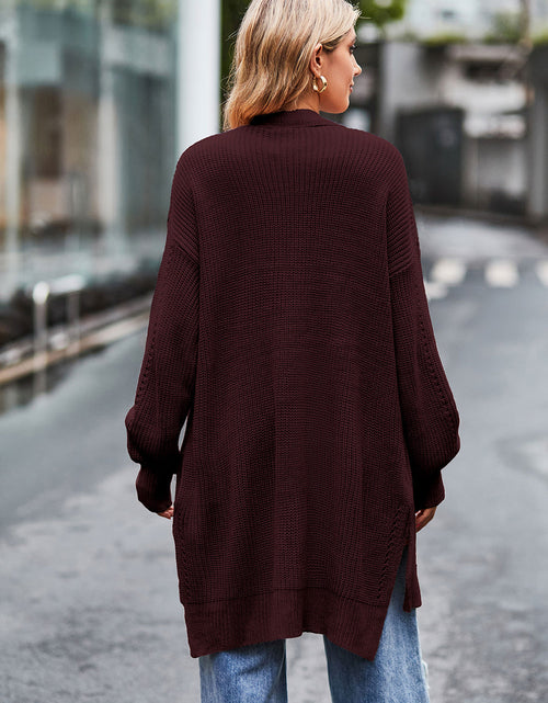 Load image into Gallery viewer, Open Front Dropped Shoulder Longline Cardigan
