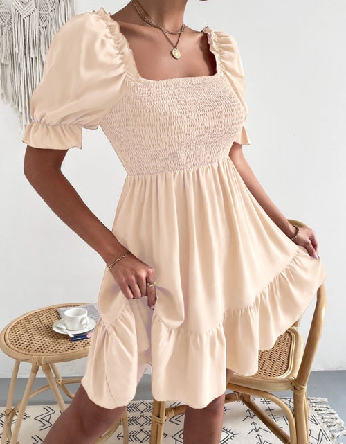 Load image into Gallery viewer, Smocked Square Neck Short Sleeve Dress
