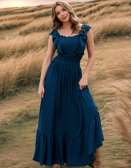 Load image into Gallery viewer, Ruffled Smocked Square Neck Maxi Dress
