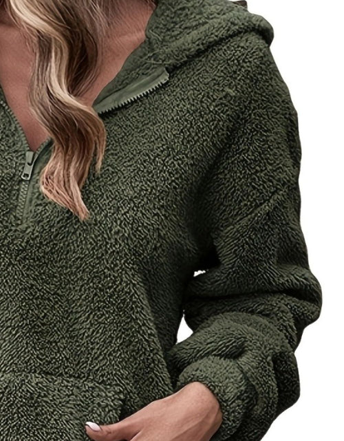 Load image into Gallery viewer, Half Zip Dropped Shoulder Oversized Hoodie
