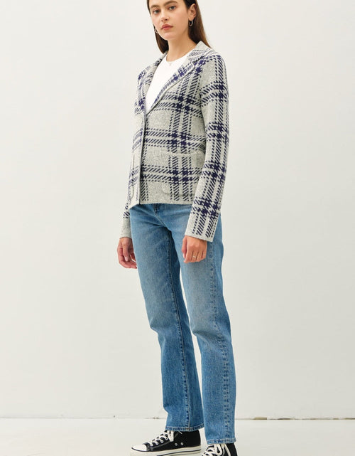 Load image into Gallery viewer, Be Cool Plaid Long Sleeve Sweater Jacket with Front Patch Pockets
