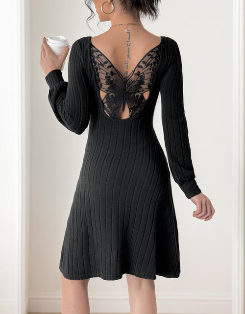 Load image into Gallery viewer, Perfee Butterfly Square Neck Long Sleeve Dress
