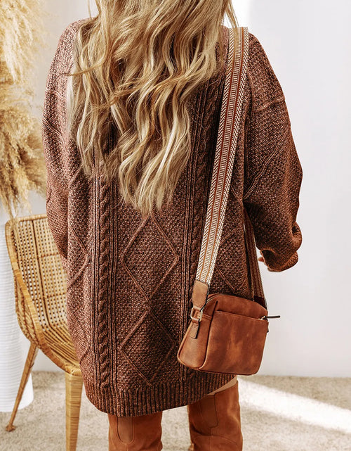 Load image into Gallery viewer, Cable-Knit Round Neck Sweater Dress
