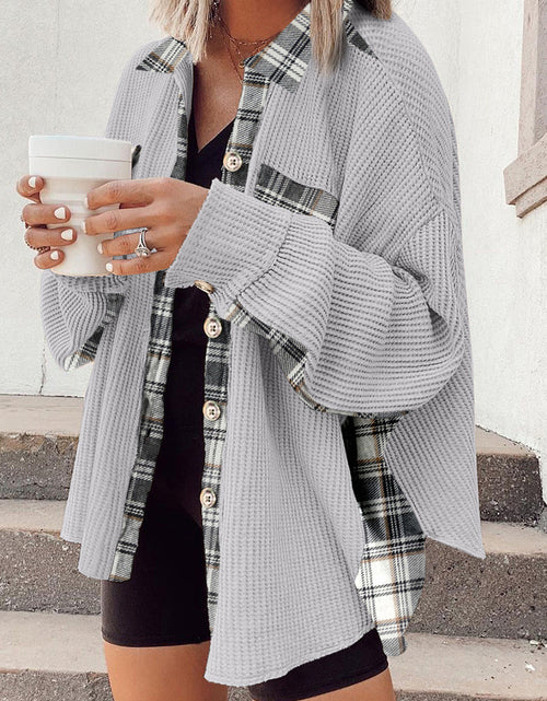 Load image into Gallery viewer, Plaid Button Down Collared Jacket

