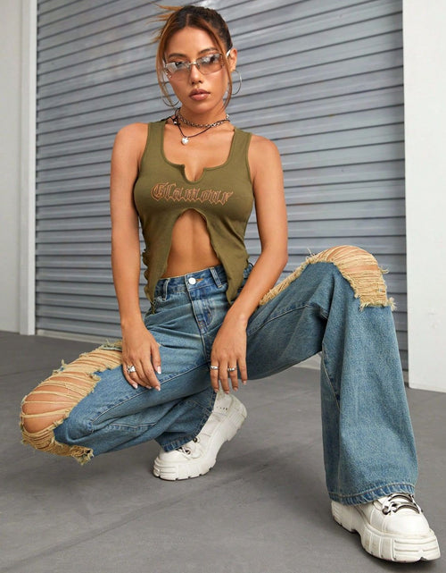 Load image into Gallery viewer, Distressed Wide Leg Jeans with Pockets
