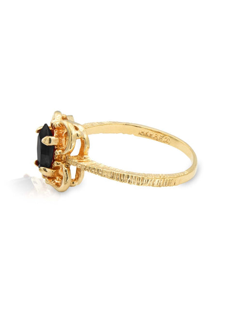 Load image into Gallery viewer, Vintage Jewelry Marquise Cut Jet Black Crystal Cocktail Ring in 18k White Gold Electroplate by PVD Vintage Jewelry
