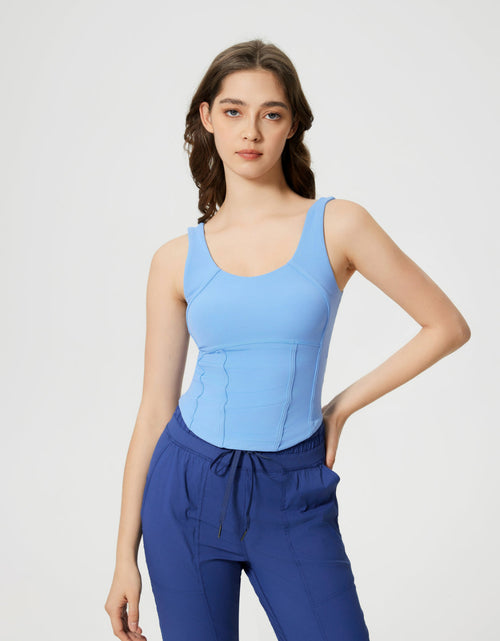 Load image into Gallery viewer, Millennia Round Neck Wide Strap Active Tank with Detachable Chest Pads
