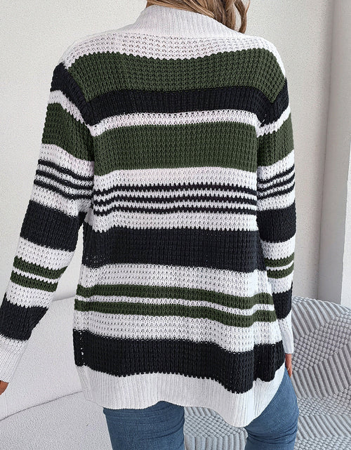 Load image into Gallery viewer, Striped Open Front Long Sleeve Cardigan
