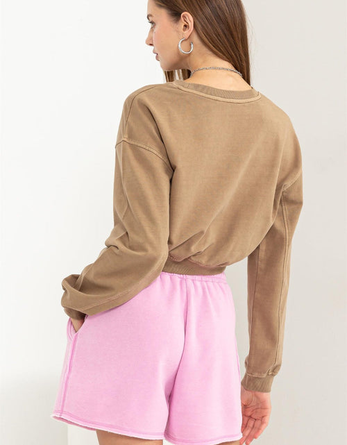Load image into Gallery viewer, HYFVE Round Neck Long Sleeve Cropped Sweatshirt
