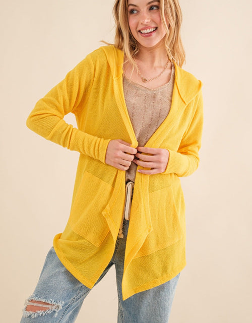 Load image into Gallery viewer, And The Why Full Size Thermal Hooded Open Front Cardigan with Pockets
