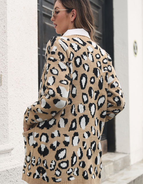 Load image into Gallery viewer, Leopard Open Front Cardigan with Pockets
