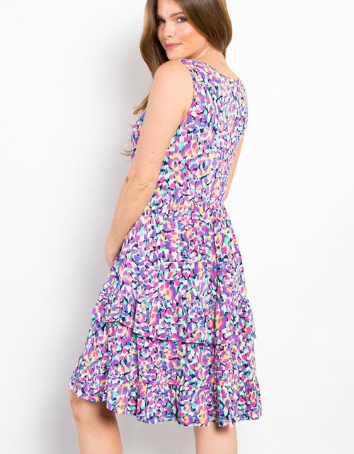 Load image into Gallery viewer, Be Stage Full Size Print Wrinkle Free Ruffled Dress
