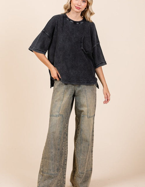 Load image into Gallery viewer, Mittoshop Mineral Wash Waffle Knit Short Sleeve Top
