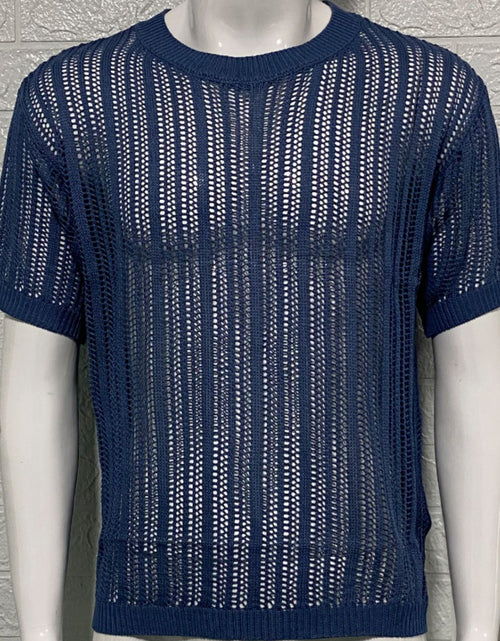 Load image into Gallery viewer, Men's Openwork Round Neck Knit T-Shirt

