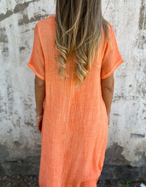Load image into Gallery viewer, Full Size V-Neck Short Sleeve Midi Dress Plus Size
