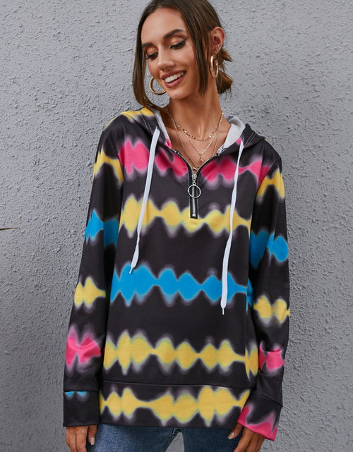 Load image into Gallery viewer, Contrast Quarter Zip Dropped Shoulder Hoodie
