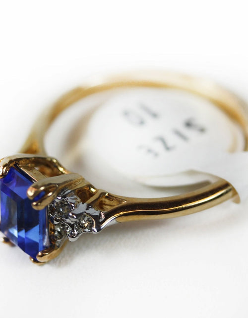 Load image into Gallery viewer, Vintage Ring Clear Austrian Crystals 18k Yellow Gold Electroplated Womens Birthstone Made in USA by PVD Vintage Jewelry
