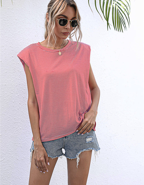 Load image into Gallery viewer, Round Neck Cap Sleeve Tee
