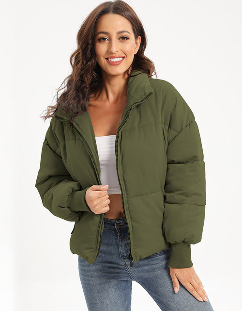 Load image into Gallery viewer, Zip Up Turtleneck Long Sleeve Puffer Jacket
