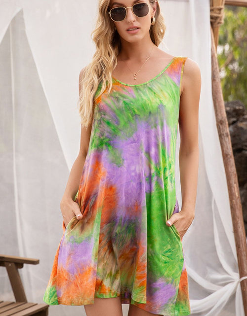 Load image into Gallery viewer, Ivy Lane Tie-Dye Sleeveless Dress with Pockets
