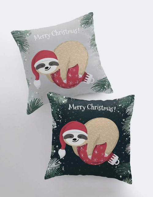 Load image into Gallery viewer, A Merry Little Christmas Sloth | Pillow Cover |  Christmas Decor | Christmas Throw Pillows | Couch Cushions | Sofa Pillows | Gift for Her by UniikPillows
