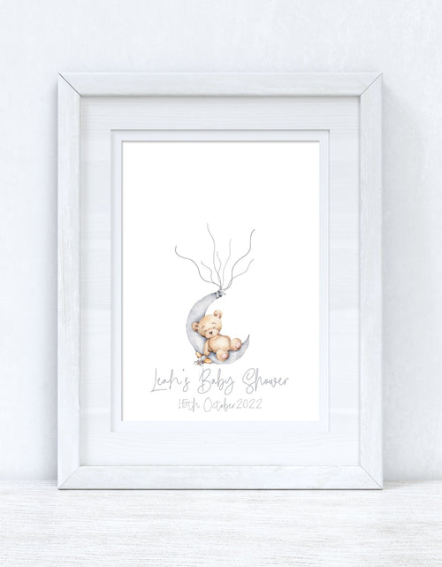 Load image into Gallery viewer, Baby Boy Girl Any Colour Wording Bear Baby Shower Finger Print Decor Print by WinsterCreations™ Official Store
